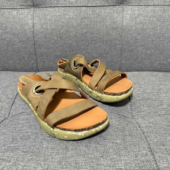 Kalso Earth Shoe Women 8 Leather Brown Cognac Dalyla Sandals Wearable Art
